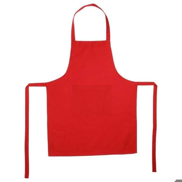 Förkläde - Enfärgad - Röd - 100% bomull - 60x80 cm - Inbyggd ficka