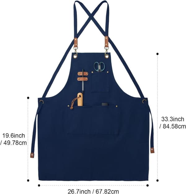 Purjekangasesiliina, säädettävä alaselkä, 3 taskua, keittiöön, grilliin ja taiteeseen, unisex