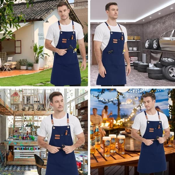 Purjekangasesiliina, säädettävä alaselkä, 3 taskua, keittiöön, grilliin ja taiteeseen, unisex