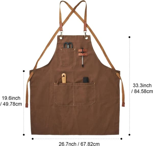 Purjekangasesiliina, säädettävä alaselkä, 3 taskua, keittiöön, grilliin ja taiteeseen, unisex