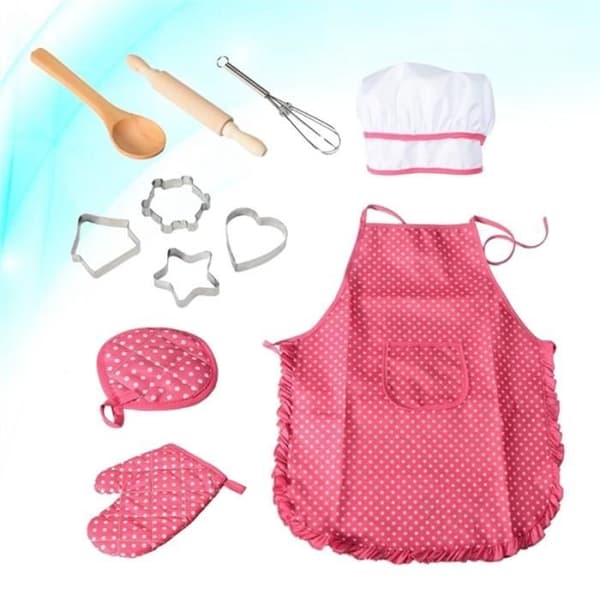 Komplett barnköksset - Kock - 11 stycken - Rosa - Träredskap
