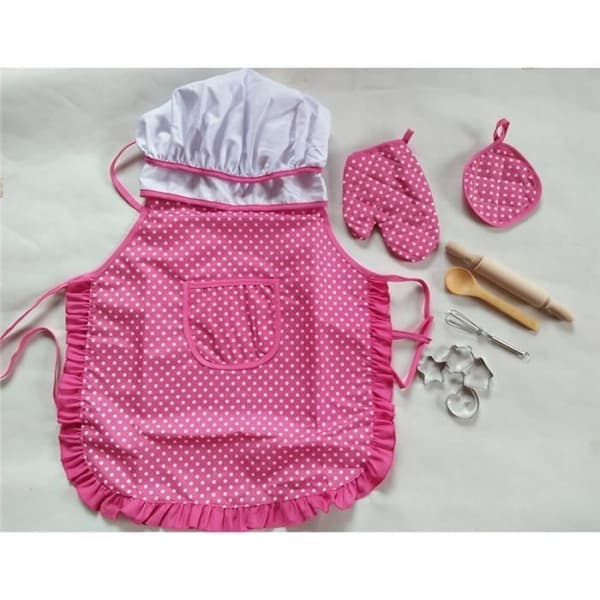 Komplett barnköksset - Kock - 11 stycken - Rosa - Träredskap