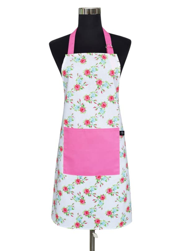 Köksförkläde i bomull med ficka 60x75 ENGLISH ROSE rosor