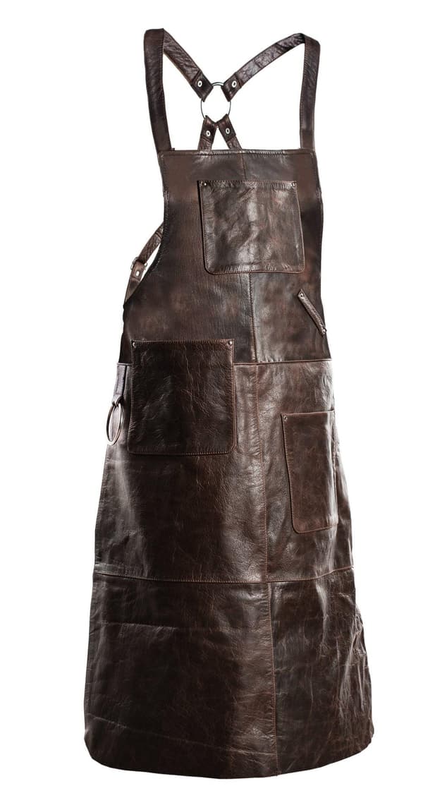ENSILUOKKAINEN NAHKAINEN ESILIINAGRILLI / GRILLI / BARISTA / KOKKI / KAMPAAJA, ESILIINA RUSKEA VINTAGE