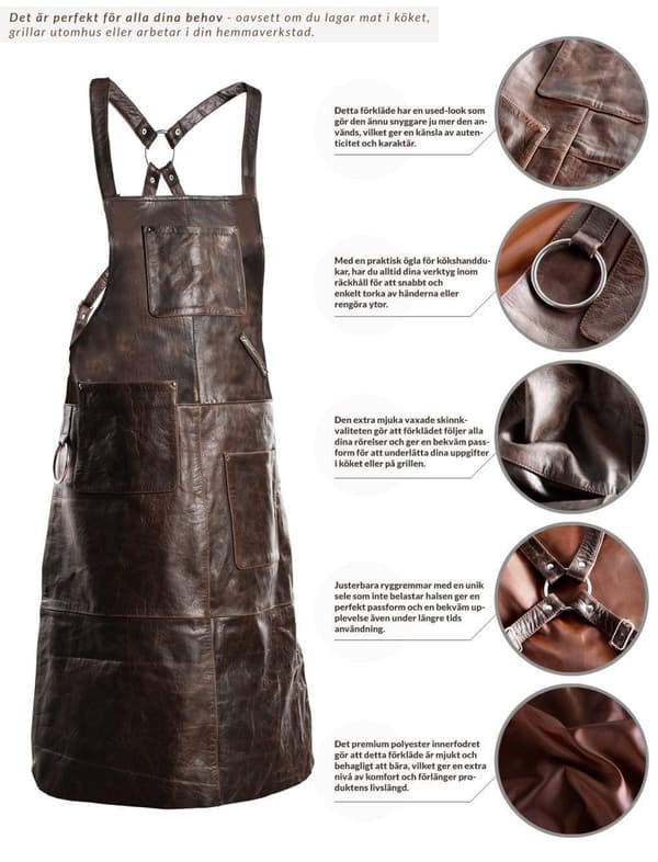 ENSILUOKKAINEN NAHKAINEN ESILIINAGRILLI / GRILLI / BARISTA / KOKKI / KAMPAAJA, ESILIINA RUSKEA VINTAGE