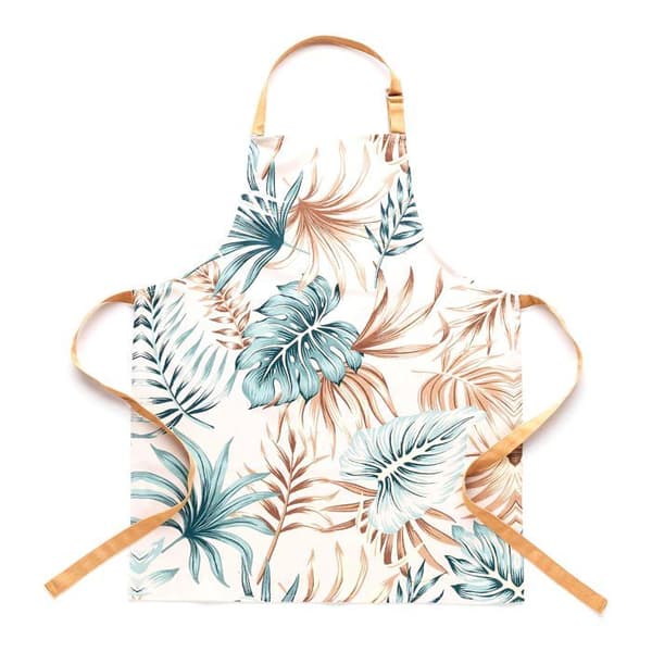 Köksförkläde Essex - 69849-BE-FART - Köksförkläde Leafy - 60 x 75 cm - 100% bomull - Blommönster - Beige