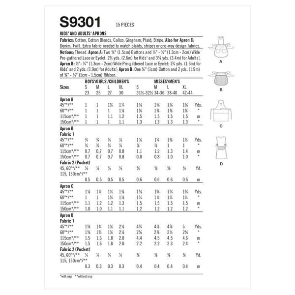 Köksförkläde Simplicity - SS9301A - Förkläde Undefined Tablier A XL, Vit