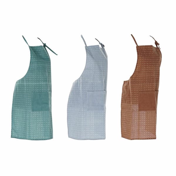 Förkläde med ficka DKD Home Decor Brun Turkos Polyester Bomull Grön Himmelsblå (70 x 0.5 x 80 cm) (3 pcs)
