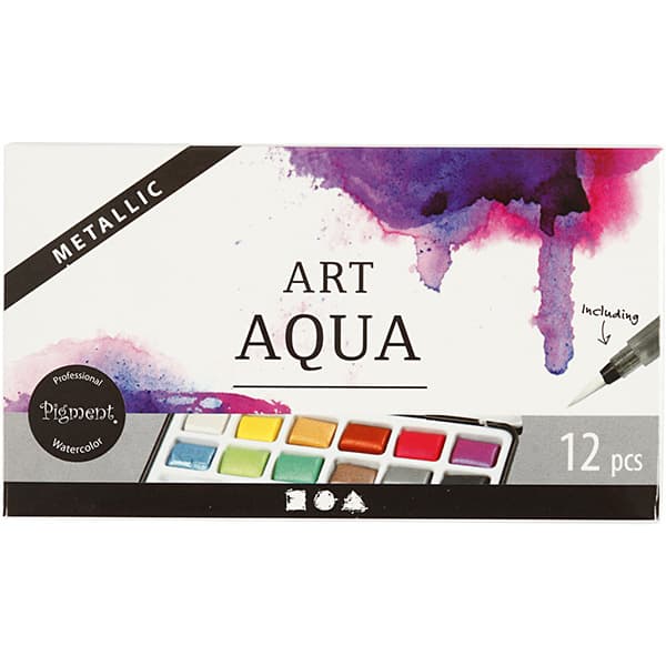 Art Aqua akvarellfärger - Metallic Färger - 12 st