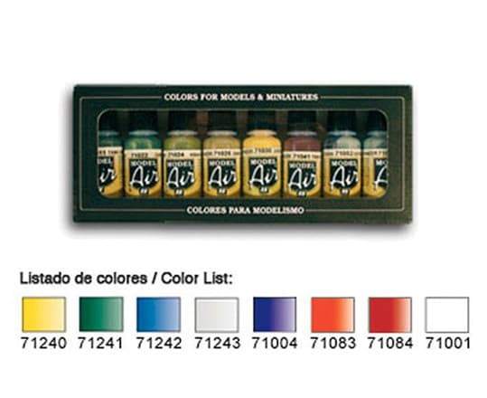 Vallejo 71.154, 17 ml, Blå, Grønn, Elfenben, Oransje, Rød, Hvit, Gult, Matte, Flaske