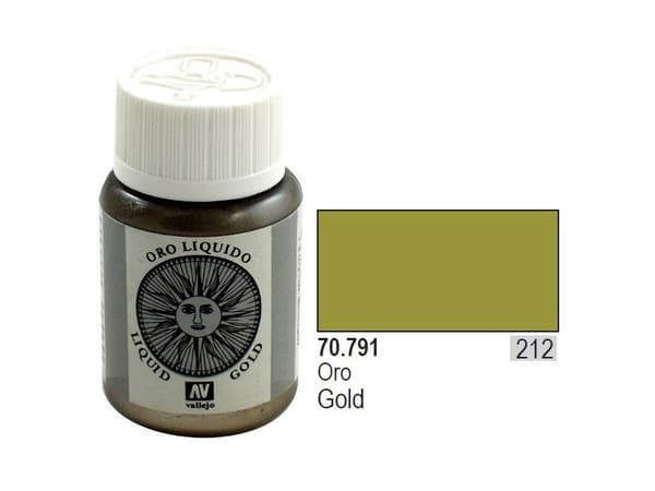 Vallejo 70.791, 35 ml, Kulta, Metalliväri, pullo, pullo