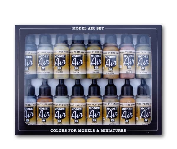 Vallejo 71.208, 17 ml, Sort, Brun, Grønn, Grå, Elfenben, Oliven, Hvit, Gult, Matte, Flaske
