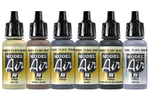 Vallejo 71.213, 17 ml, Svart, Brun, Elfenben, Flaska