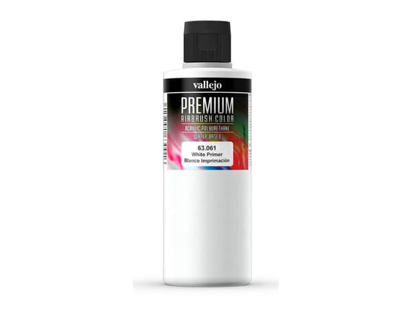Vallejo 63.061, Primer grundfärg, Metall, Plast, Färdigblandad, Glasfiber, Metall, Plast, Polykarbonat, Vit, Dispersion av akrylat