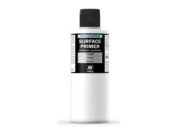 Vallejo 74.600, Primer grundfärg, Metall, Plast, Polyvinylklorid (PVC), Färdigblandad, mässing, Metall, Plast, Trä, Vit, Matt