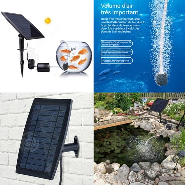 INN Solar Oxygen Pump 2,5w 1800mah Plug-in Solar Oxygen Pump Dammluftningspump 3 justerbara nivåer 2 luftstenar