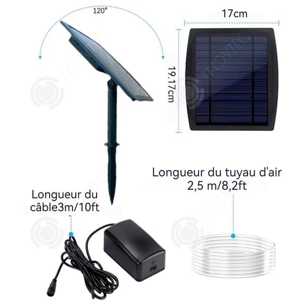 INN Solar Oxygen Pump 2,5w 1800mah Plug-in Solar Oxygen Pump Dammluftningspump 3 justerbara nivåer 2 luftstenar