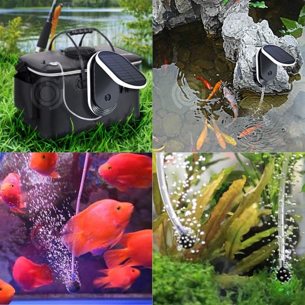 INN Solcellsdriven syrepump 1W 3600mAh 1L/min dammaerator luftpump för akvarium solcellsdriven syresättare syreaugmenterande pump