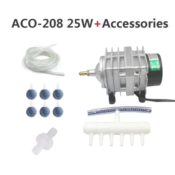 Akvaario Ilmakompressori, 220v Sähkömagneettinen Pumppu, 70L/MIN Ilmastointi, ACO-208 25W, EU-sovitin 220V-50HZ