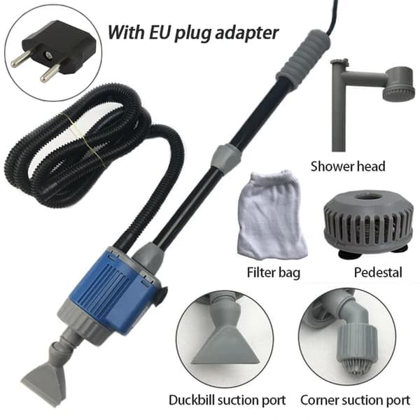 Akvaarion veden vaihtaja, kiertoilmasuodatin, hiekanpuhdistaja, EU-pistokkeella varustettu adapteri, 28W-220V