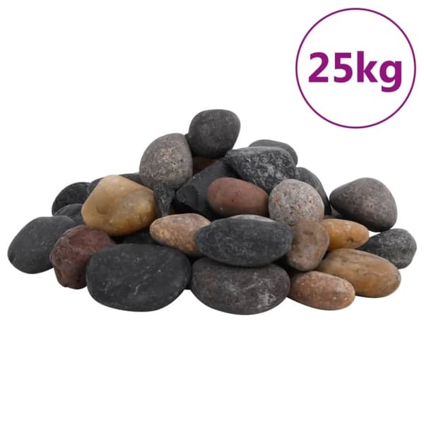 vidaXL polerede småsten 25 kg 5-8 cm flerfarvet
