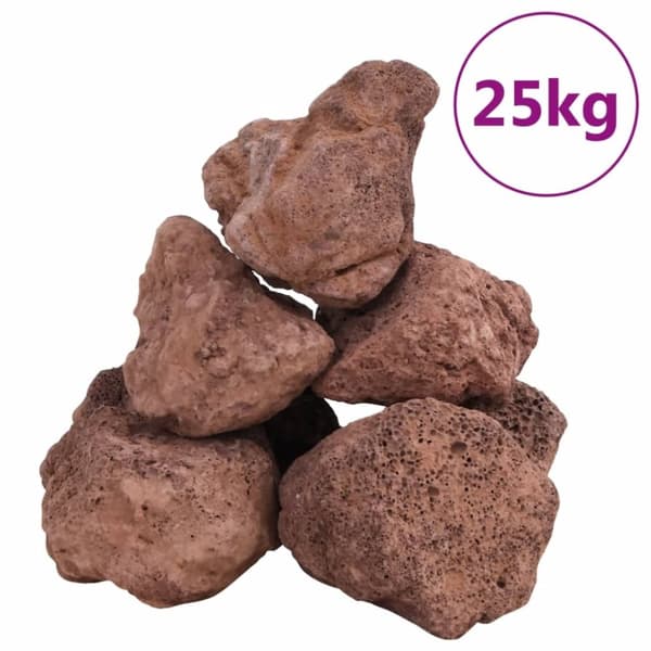 vidaXL vulkanske sten 25 kg 10-30 cm rød