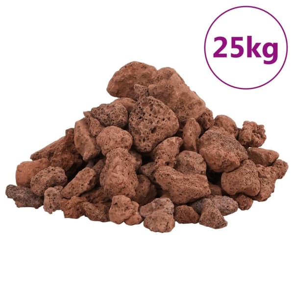 vulkanske sten 25 kg 1-2 cm rød