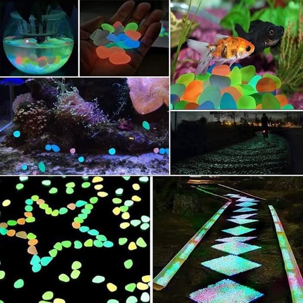 300 st självlysande stenar, lysande småsten, fluorescerande småsten, dekorationsstenar, färgstarkt lysande akvarium, utomhusträdgårdsakvarium