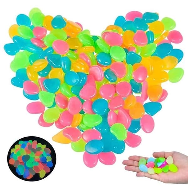 300 st självlysande stenar, lysande småsten, fluorescerande småsten, dekorationsstenar, färgstarkt lysande akvarium, utomhusträdgårdsakvarium