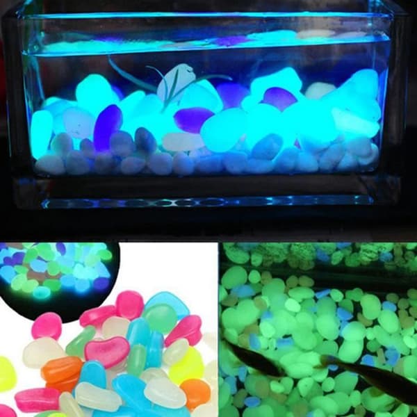 ZJCHAO glödande stenar akvarium Fluorescerande ljusa lysande småstenar lysande stenar för akvariedekoration (stor förpackning