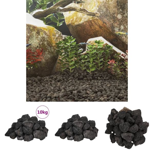 The Living Store vulkanske sten 10 kg 3-5 cm sort -  Pynt til akvarier