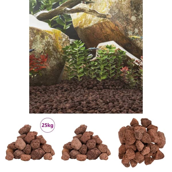 The Living Store Lavagrus 25 kg röd 3-5 cm -  Akvarieprydnader