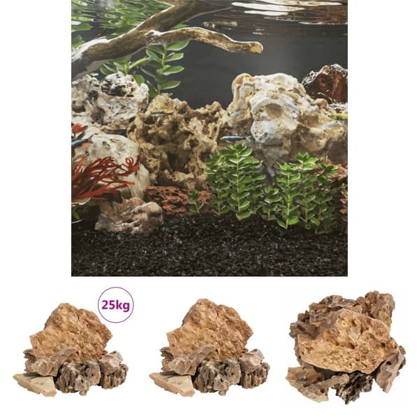 The Living Store dragesten 25 kg 5-30 cm brun - Pynt til akvarier