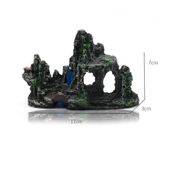 Akvariumprydnad - 2st Mountain View Aquarium Rockery Gömma Grotta Träd Aquarium Ornament Dekoration