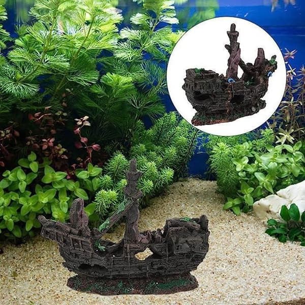 Akvariumprydnad - Artificiell harts Akvarier Skeppsvrak Fiskebåtsprydnad Landskapsdekor