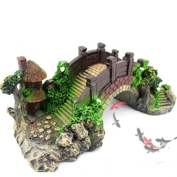 Konstgjord dekoration - Bropaviljong - Harts - 15x6,5x5,5 cm - Grön - Fisk