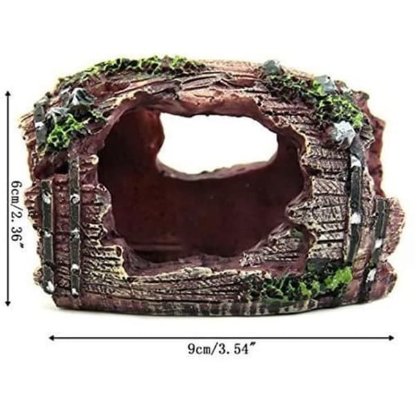 Dekoration för akvarium i resin - Röd - Fatgrotta - 9,5 x 7 x 5 cm