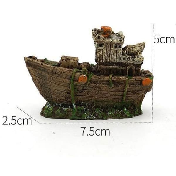 Akvariumprydnad - Artificiell harts Akvarier Skeppsvrak Fiskebåtsprydnad Landskapsdekor