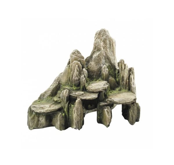 Akvarie dekoration, sten med mos 25,5x15,5x20cm grøn