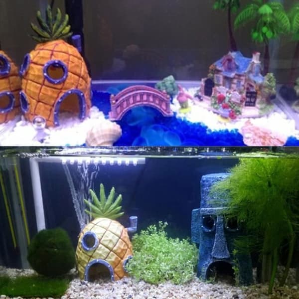 Fish Tank House Ananas Form Prydnad Dekoration Fish Tank 7,5*7,5*13cm