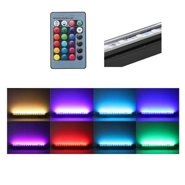 Flerfärgad LED-ljus RGB LED Vattentät nedsänkbar LED-akvarielampa + fjärrkontroll, AQUARIUM BUBBLE LAMPA 46CM-16 FÄRGER (UK)