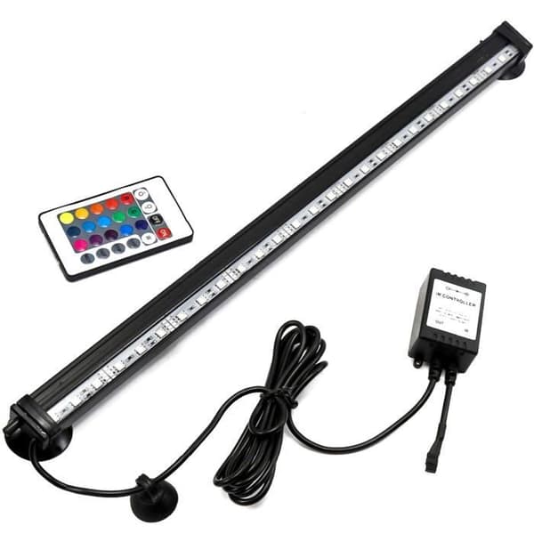 Flerfärgad LED-ljus RGB LED Vattentät nedsänkbar LED-akvarielampa + fjärrkontroll, AQUARIUM BUBBLE LAMPA 46CM-16 FÄRGER (UK)