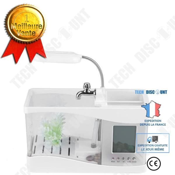 TD® Mini Uppladdningsbar Aquarium Fish Tank USB Vit LED-klocka Funktion Perpetual Calendar