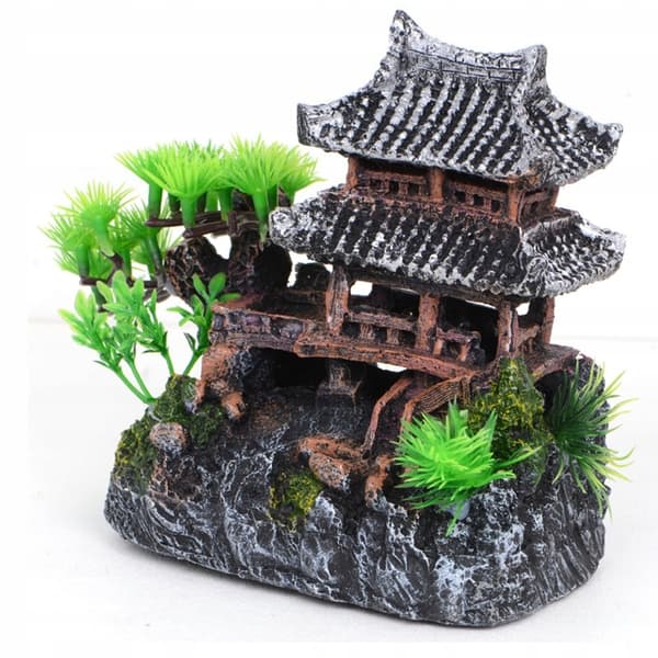 DEKORATION AKVARIUM Dekoration SMUK japansk hus XL 15cm