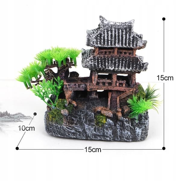 DEKORATION AKVARIUM Dekoration SMUK japansk hus XL 15cm