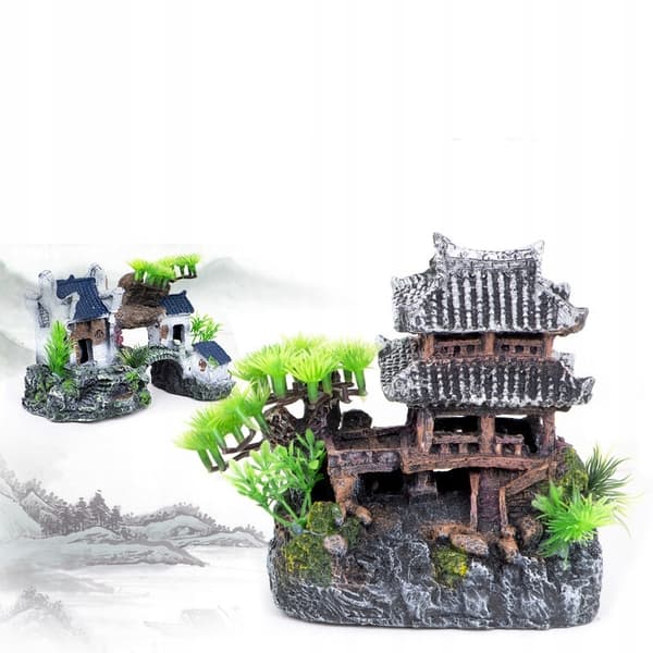 DEKORATION AKVARIUM Dekoration SMUK japansk hus XL 15cm