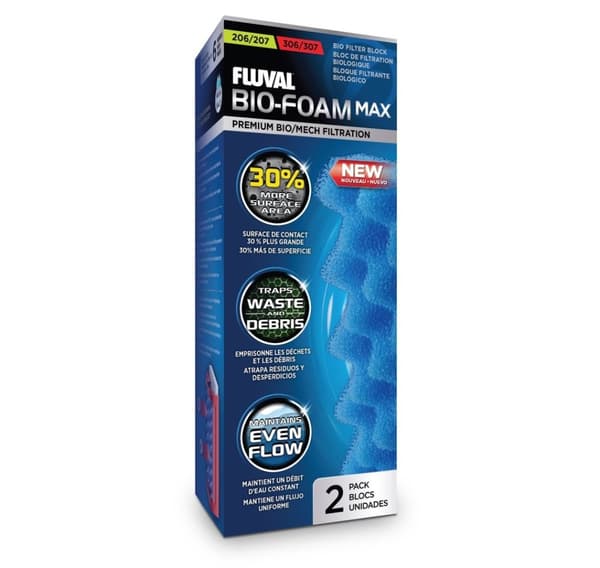 Filtermedie Bio-Foam Max til Fluval 206/207 306/307 2 stk blå A188