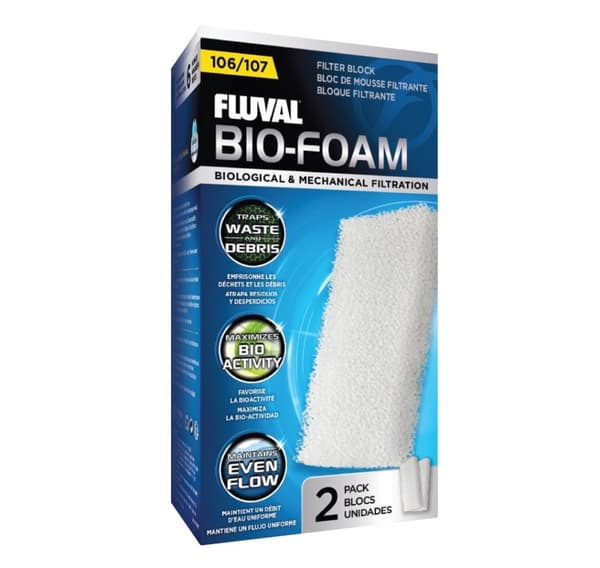 Suodatinmateriaali Fluval Bio-Foam malleihin 104/105/106/107 2kpl valkoinen A220