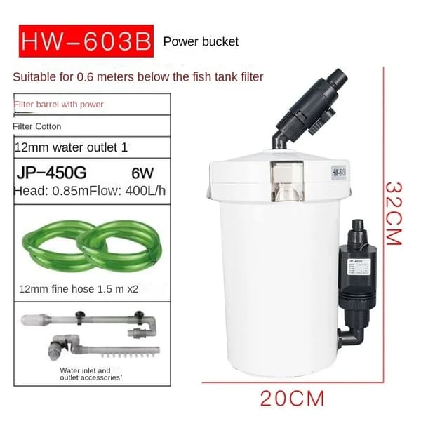 Ulkoakvaario-suodatin, Veden ulostulo, Virtausnopeus,EU-adapteripistoke, HW-603B-220V