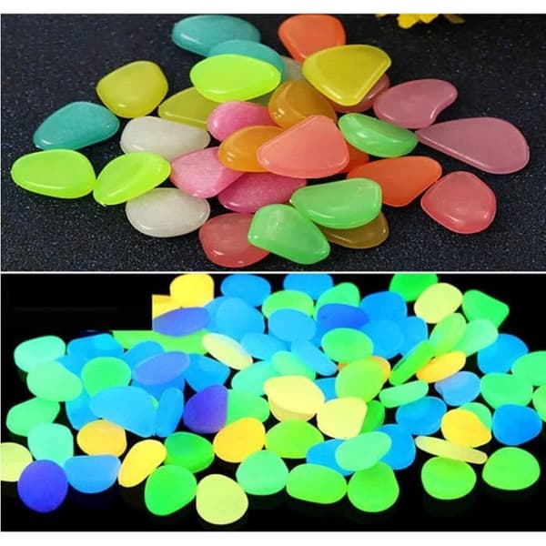 300 lysande stenar, akvariesten, småsten trädgårdsdekoration lysande sten fluorescerande dekoration